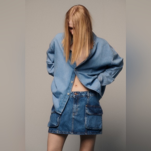 Zara Skirts Zara Denim Cargo Skirt Nwt Poshmark